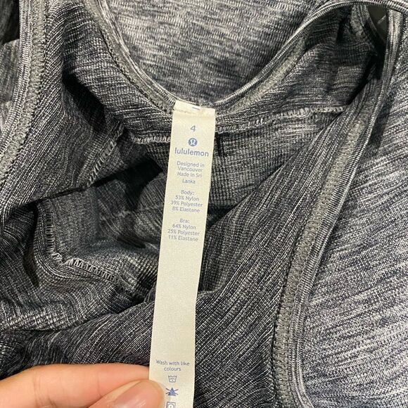 LULULEMON Black White Light Cast Grey Balance & Resist Onesie Workout Bodysuit - Picture 7 of 8